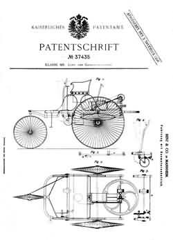 Patentschrift für Motorwagen